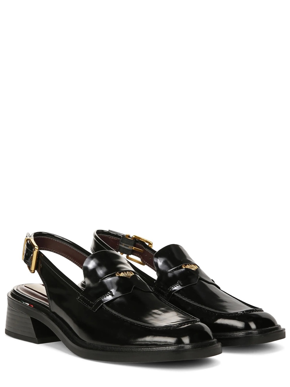 Franco Sarto Giada Pump Black Patent Slingback Heeled Penny Loafer 8